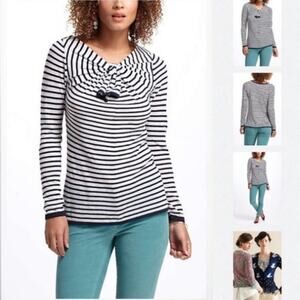 Anthropologie Field Flowers Cream/Navy Striped Top